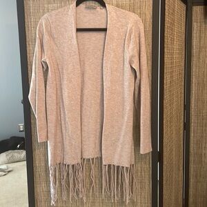 Neutral fringed cardigan
